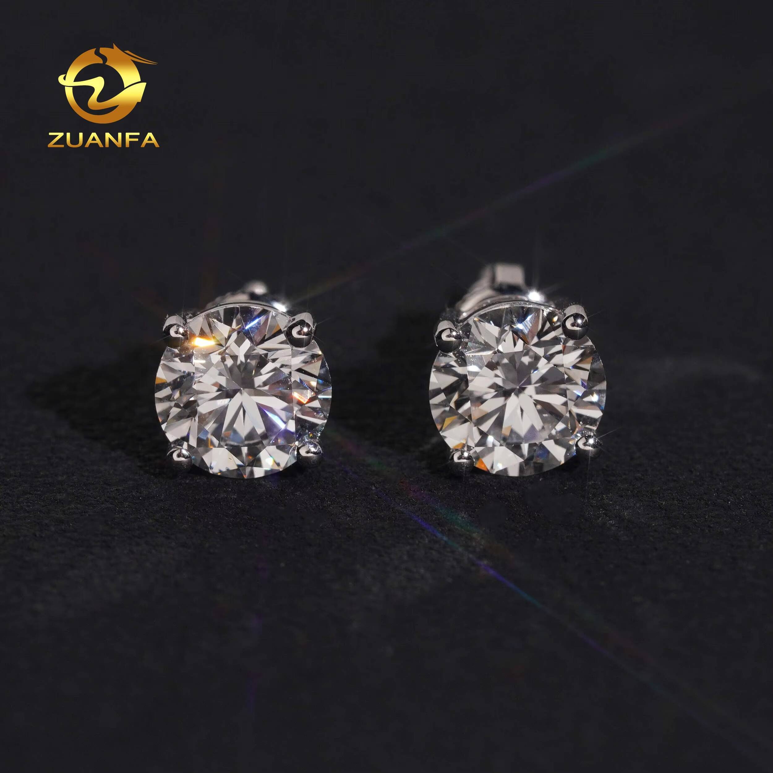 IGI Certificated 10K White Gold D Color VVS 1 CT Per Stone CVD Diamond Stud Earrings