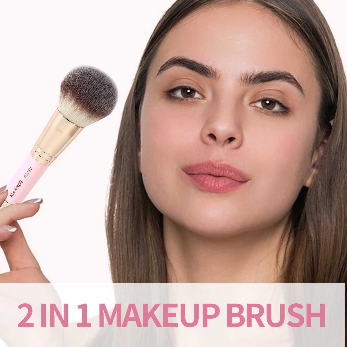 MAANGE Dual-end Makeup Brush for Foundation Powder Blush Contour Soft Dense Bristles Strong Powder Grabbing for Gifts Z260408
