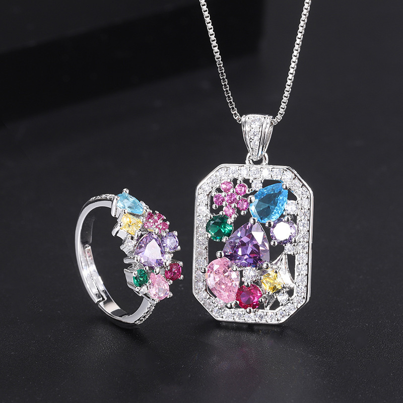 Ring Necklace Source New Tourmaline Ring Jewelry Vintage Palace Style Colorful Gemstone Necklace For Women With A Sense Of Design Pendant