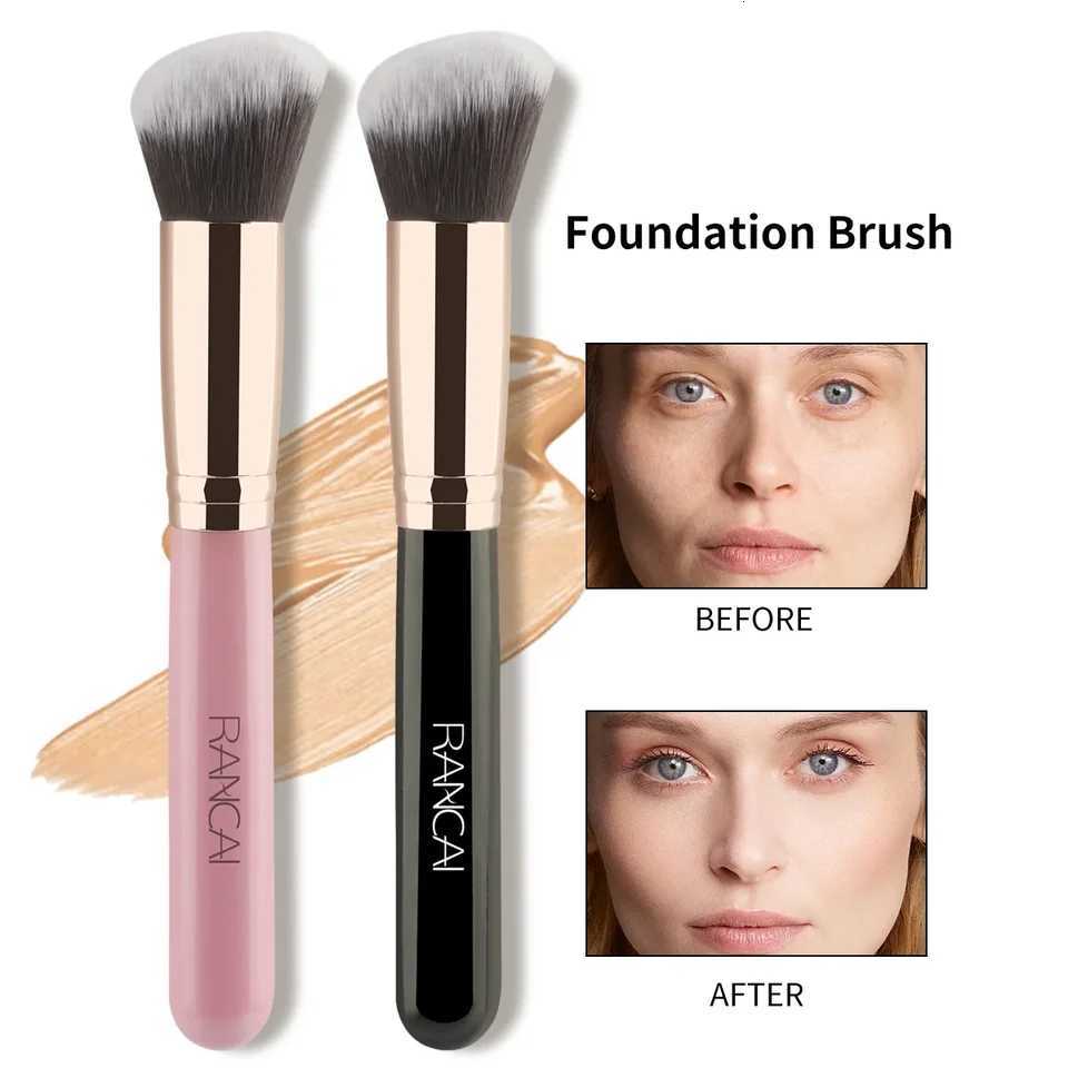 Single Angled/Flat Foundation Brush Dense Skin-Friendly Beginner-Friendly Multi-Use Brush for Foundation Blush Contour Z260408