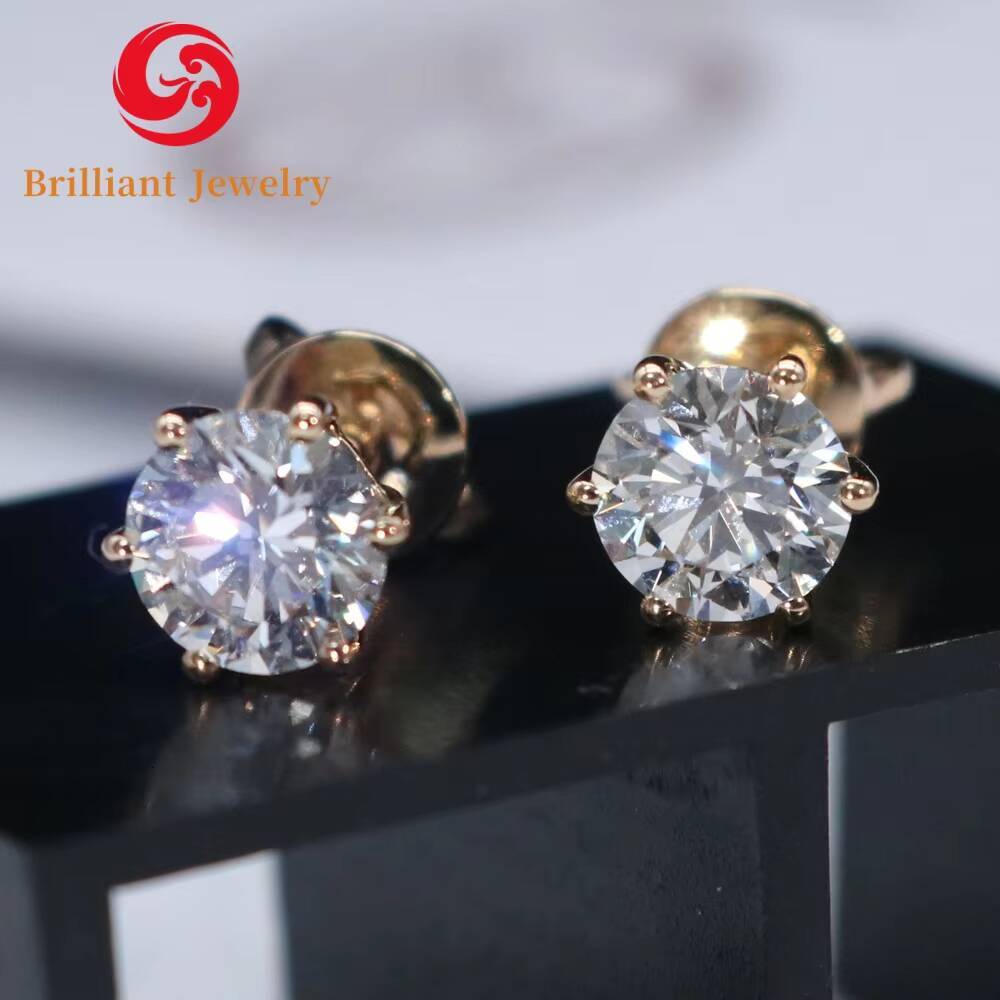 Custom Lab Grown Diamond Earing 10k 14k 18k Solid Gold Igi Certified HPHT CVD Lab Created Diamond Stud Earring Womens Earrings