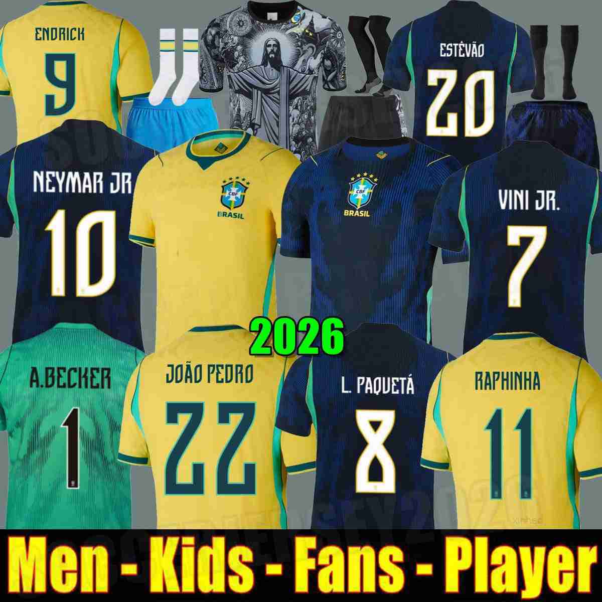 2025 2026 World Cup BRAZILS soccer jerseys Camiseta de futbol PAQUETA RAPHINHA 25 football shirt maillots VINI JR 2024 brasil RICHARLISON men kids NEY