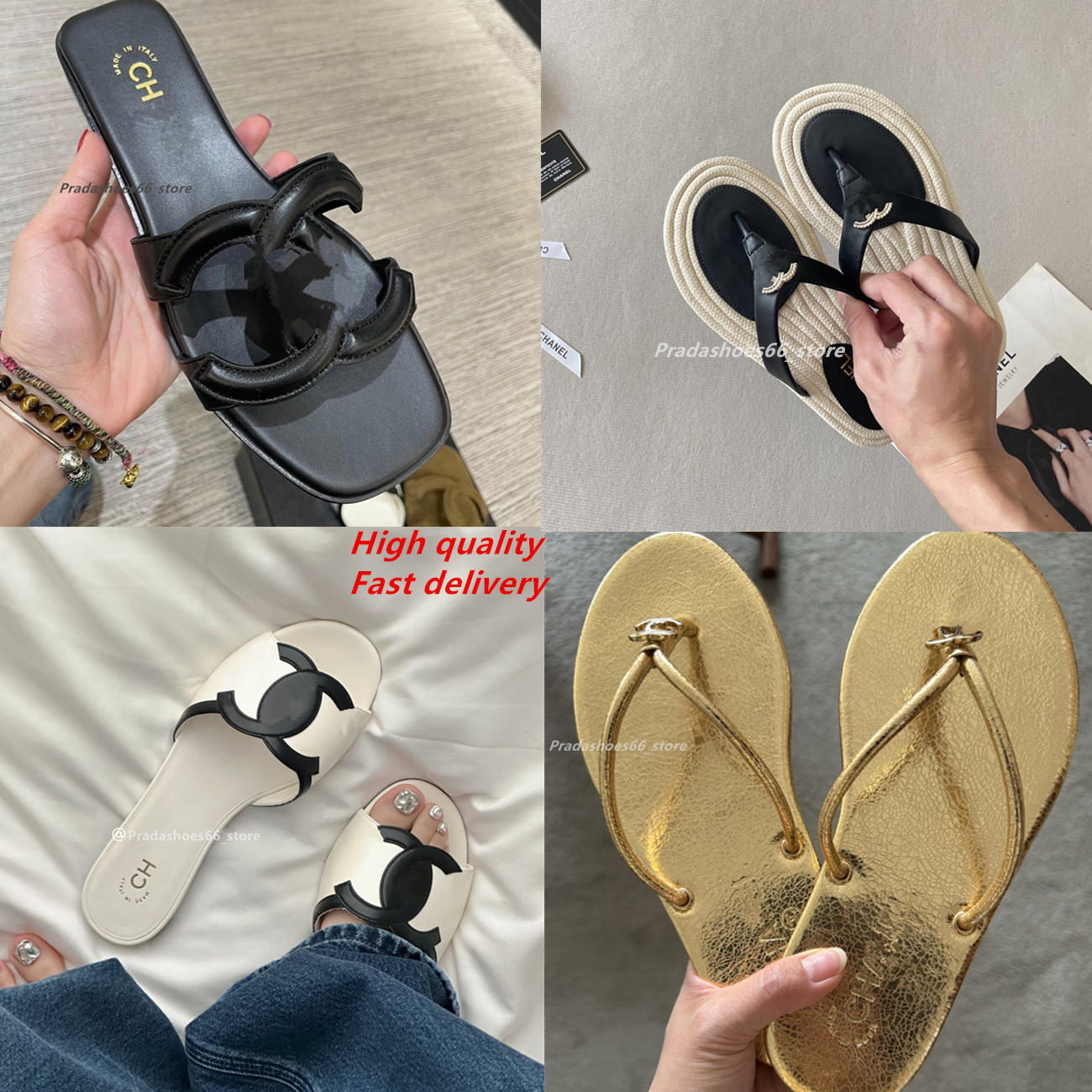 2026 Summer Slippers Women Flat Luxury Brand Outdoor Beach Flip Flops Female Sandals Trend Designer flap Slides chan Mule Shoes Woman thong sandals Miller ch Panda