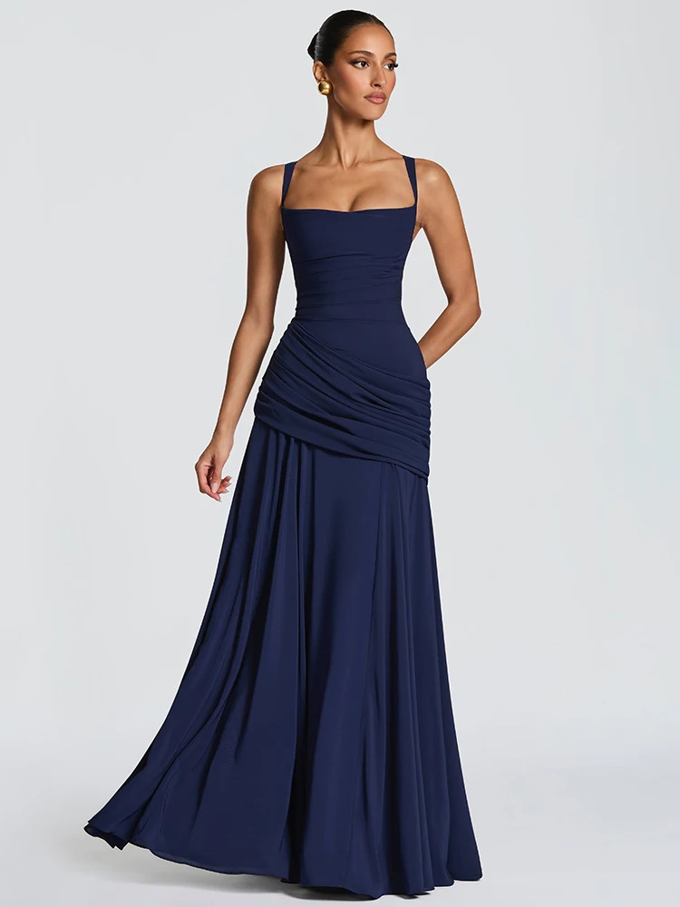 Mozision Off-shoulder Backless Sexy Maxi Dress Women Elegant Strapless Sleeveless Bodycon Ruched Club Party Long Dresses Female 260407