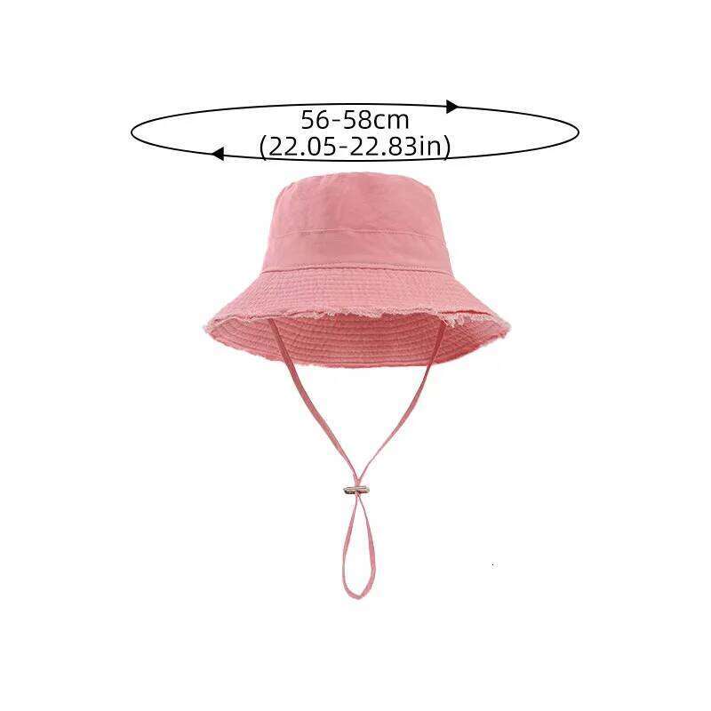 Summer Fisherman Cap For Women Pink Large-Brimmed Bucket Hat Outdoor Beach Travel Sunshade Panama Hats