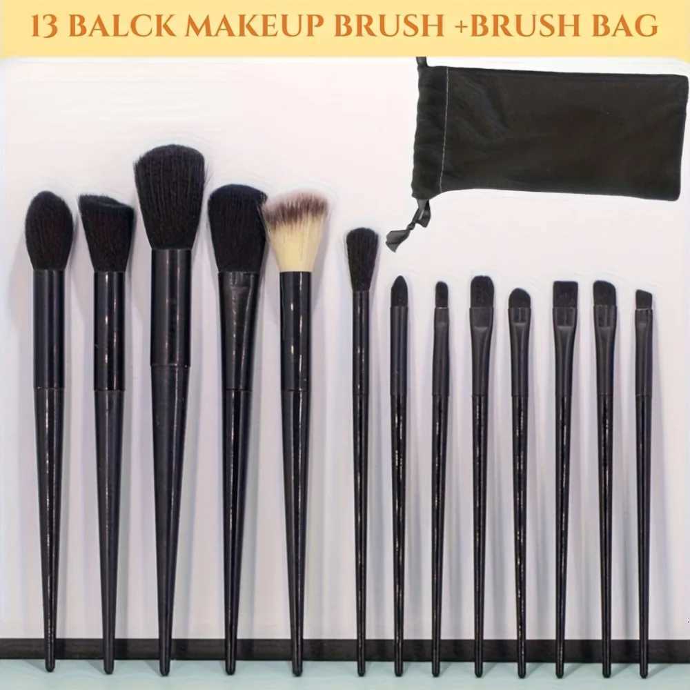Black makeup brush set 13 pieces of makeup tools set high-quality synthetic primer concealer eye shadow powder blusher makeu Z260408