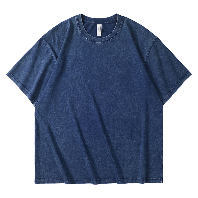 American Style Retro Heavyweight Solid Color Short Sleeved T-shirt Men Women Summer Street Trendy Washed Old Oversized Clothes