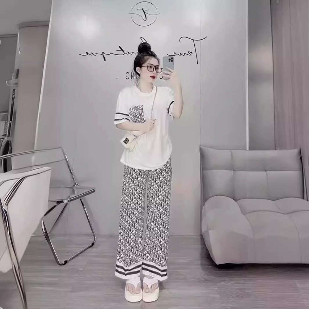 Popular Fashion Casual Wide Leg Pants For Women New Summer Loose Letter Printed Breathable Lightweight High Stretch Comfy Daily Wear Versatile