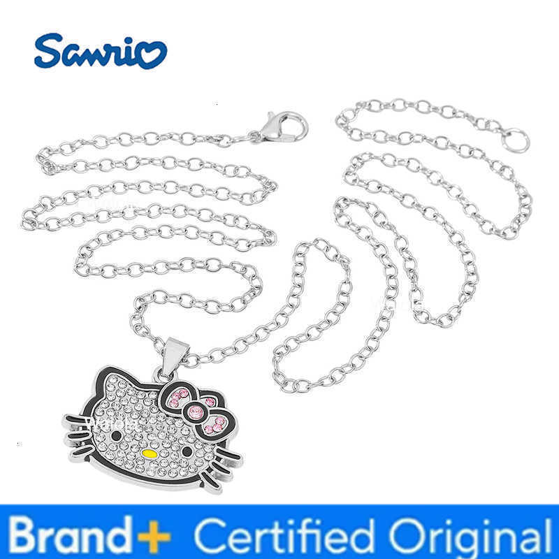 Sanrio Kawaii Hello Kitty Rhinestone Pendant Necklace Cute Cartoon KT Cat Charm Jewelry Gift for Birthday H260408