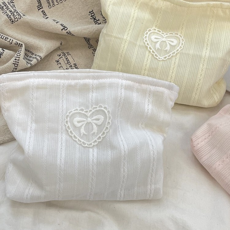 Storage Bag Fresh Color Vertical Stripe Print Bowknot Large Capacity Makeup Skincare Organizer Shopping Clutch