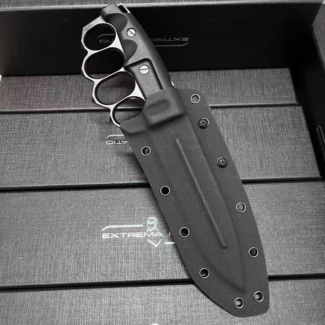 High End ASFK Survival Straight Knife N690 Titanium Coating Blade Full Tang Forprene Handle Outdoor Survival Fixed Blade Knives with Kydex