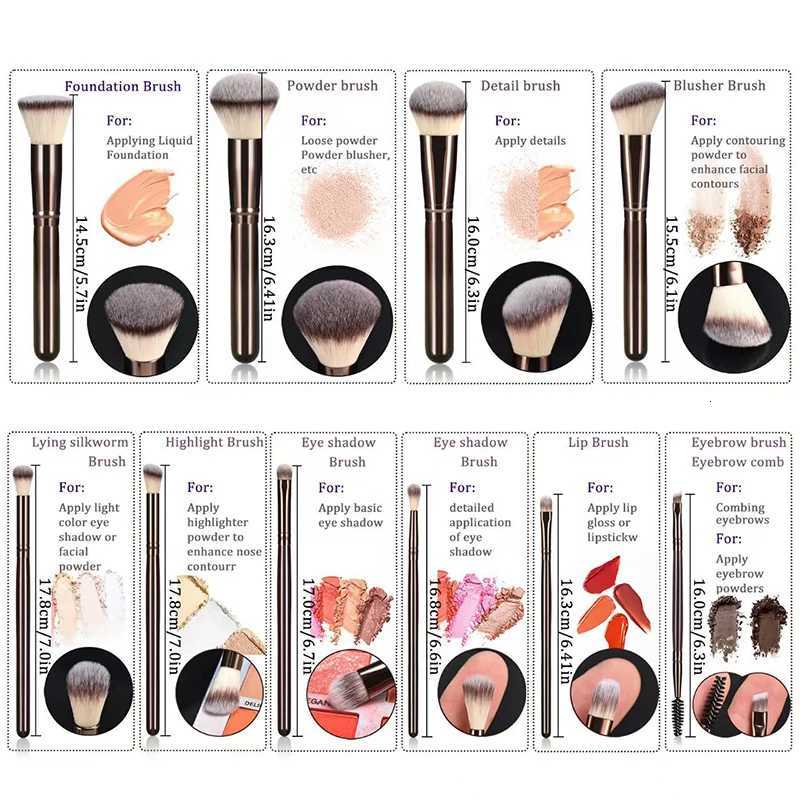 10pcs Professional Makeup Brush SetPowderBlusherFoundation BrushHighlightEye ShadowLip Brushes Beauty Make Up Tools Z260408