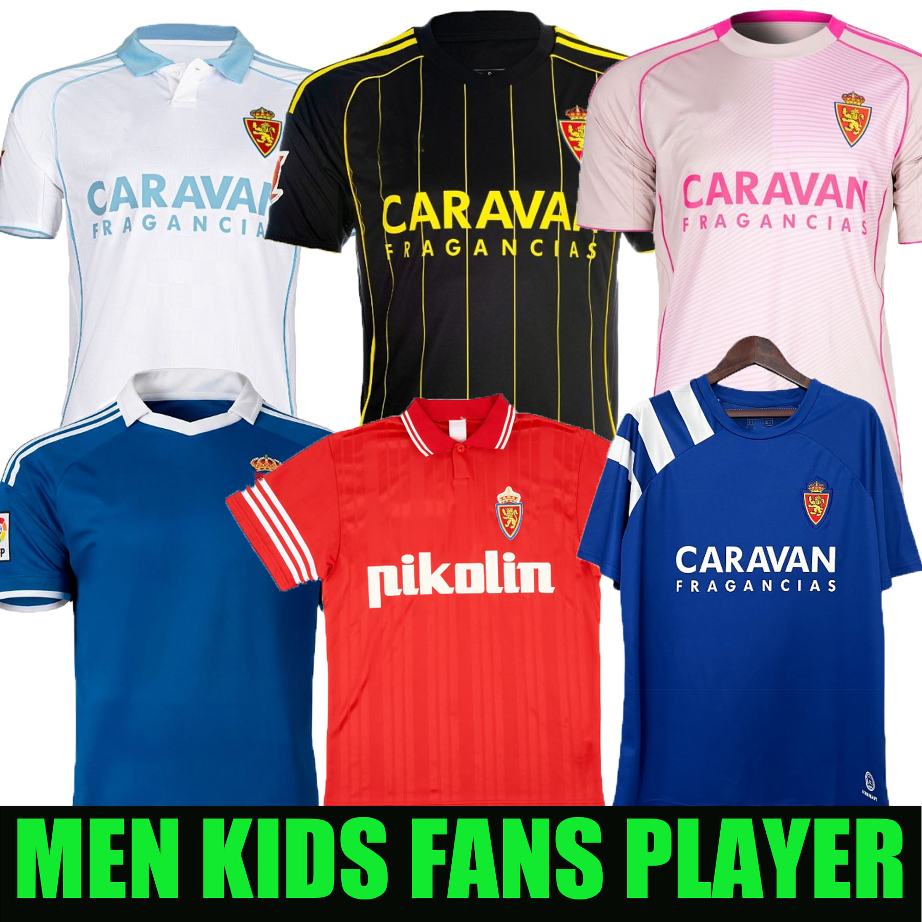 25 26 Real Zaragoza Soccer Jerseys RATON Men kids kit 2025 2026 NARVAEZ ZAPATER BERMEJO FRANCHO 80 s 03 04 92 93 94 95 96 classic retro Football Shirts