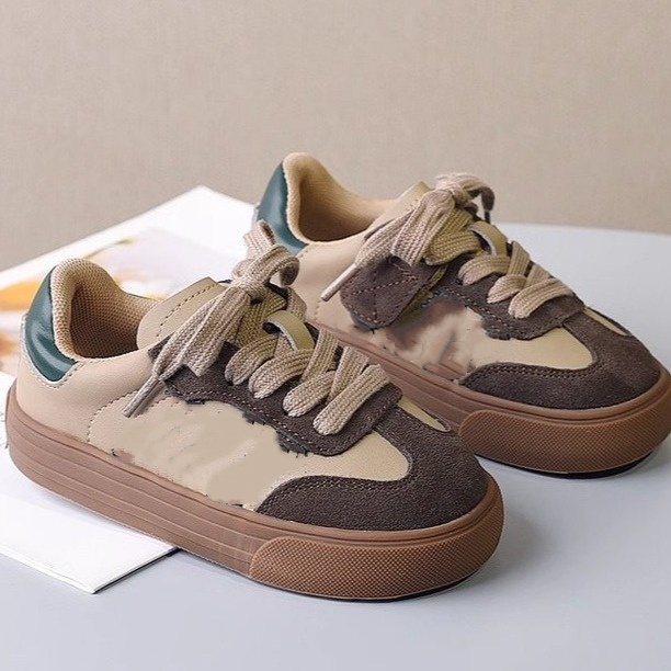 Big Kids Retro Casual Sneakers school shoes for Unisex Children Fashion Color Block Lace Up Shoes outdoor soft sol for Boys Girls Free Shipping size 2