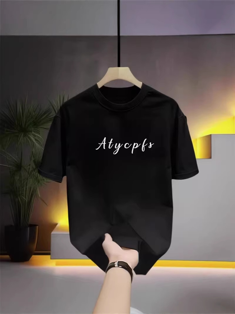 Summer New Arrivals Men's American Heavyweight Tees | Butterfly Print Streetwear Loose Couples Short-Sleeve Base Tops