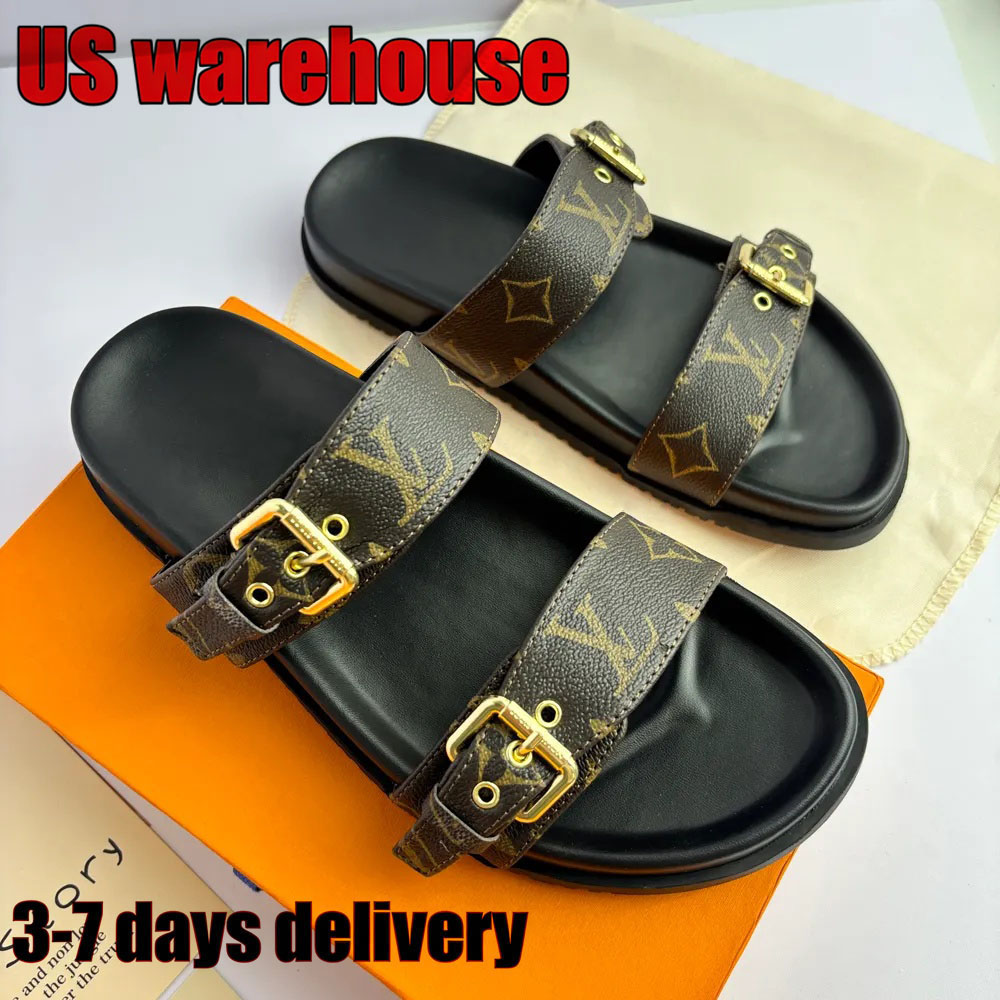 designer slippers sandals Men Women brown slides Genuine Leather Casual Shoe summer beach gladiator Mules hasp Woman Flat Slide Designer sandal 10A quality