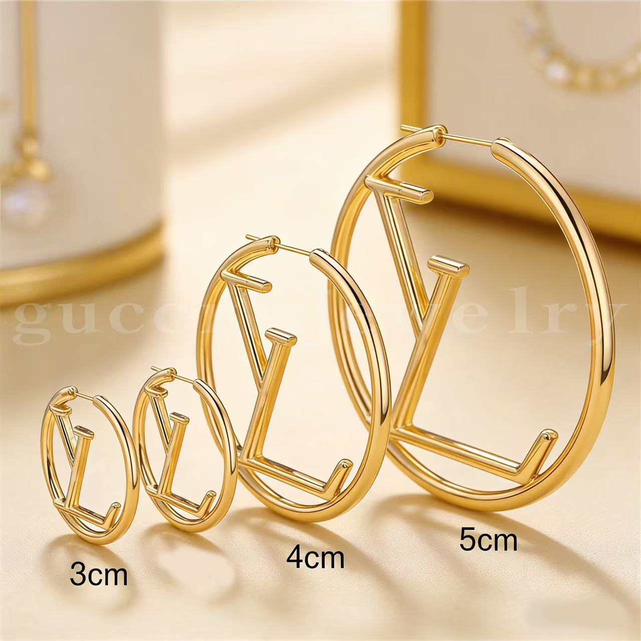 Gold/Silver/Rose Gold Hoop Earrings, 3cm/4cm/5cm, Fashion Statement Jewelry for Women