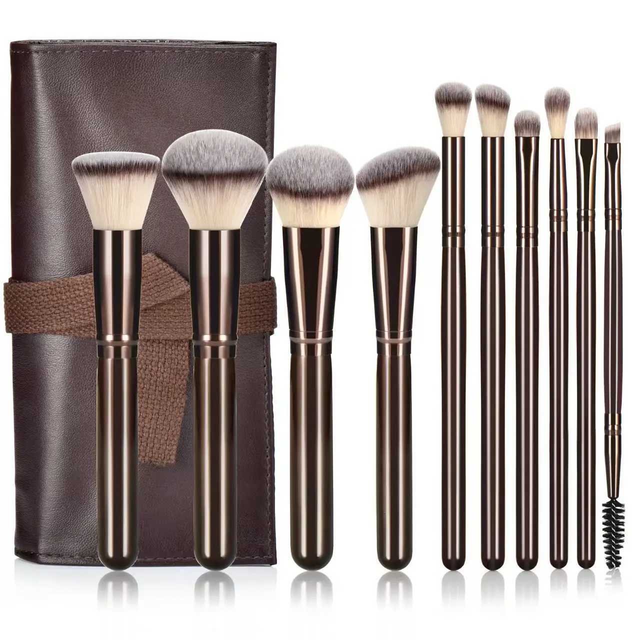 10pcs Makeup Brush Set Foundation Powder Blush Concealer Eye Shadow Professional Cosmetic Kit with Travel Case for Women Girl G Z260408