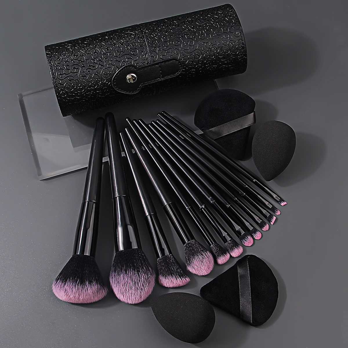 17 makeup tools set 12 face makeup brush set with Makeup Egg Triangle Powder Puff Makeup brush storage bucket Makeup tools Z260408