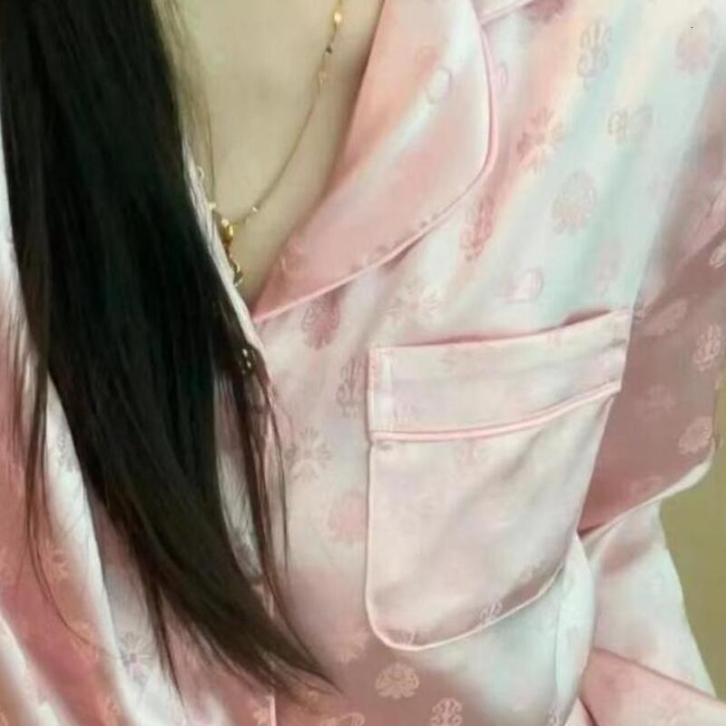 New Ice Silk Crox Star Light Luxury High End Women's Pajamas Spring and Autumn Long Sleeve Long Pants Homewear Set - view 7