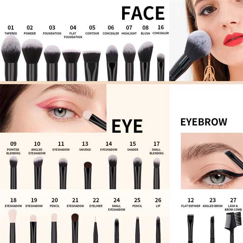 DUcare Black makeup brush Professional Makeup Eyeshadow Foundation Powder Soft Synthetic Hair Makeup Brushes brochas maquillaje Z260408