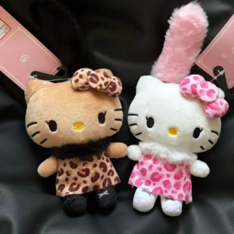 NEW Sanrio Avail Hello Kitty Bikini Long Tail Plush Kawaii Leopard Zebra Print Kt Doll Pendant Kitty Cat Stuffed Toy Bag Charm