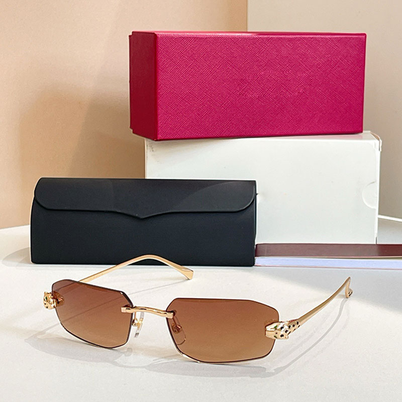 Fashion mens sunglasses CT0474 designer rectangular Sun Glasses luxury frameless lenses classic personality cheetah metal legs UV400 daily protection