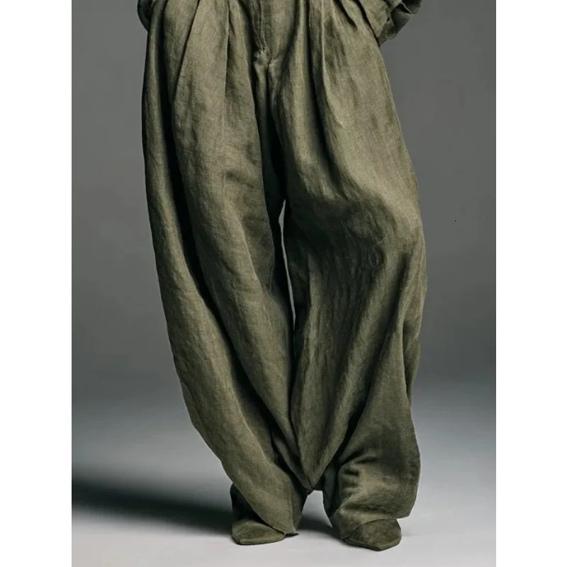 Vintage Women Two Piece Set Elegant Long Sleeve Shirt with Pocket Wide Leg Pants Autumn Army Green Loose Chic Outfits 260408