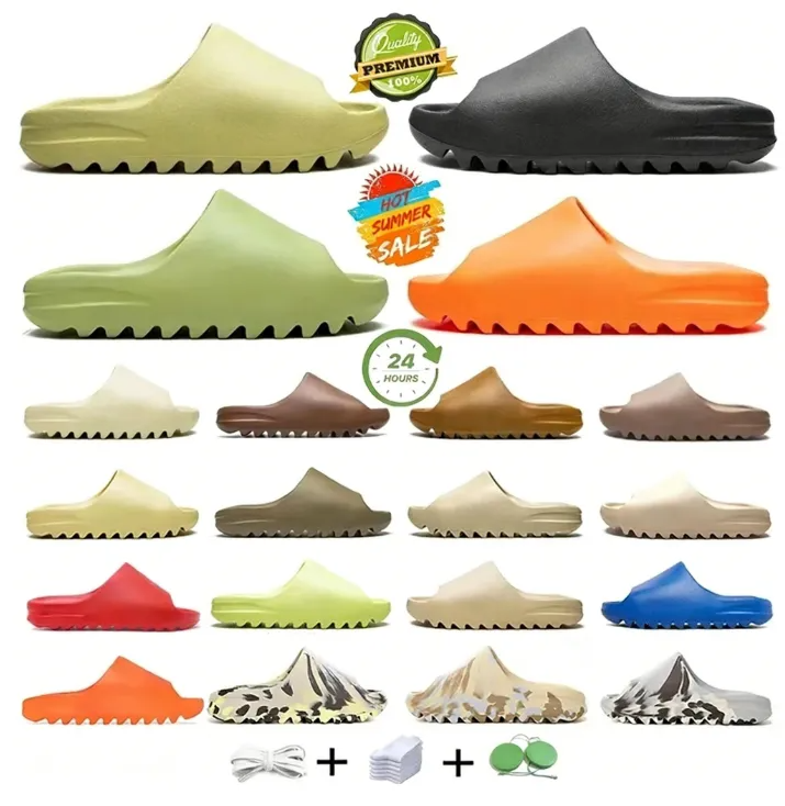 With Box Designer Slide Men Sandals Slipper Onyx Bone Azure Flax Pure Restock Ochre Granite Glow Resin Soot Black Core Sand Slate Marine Earth Brown Solid Salt Slider
