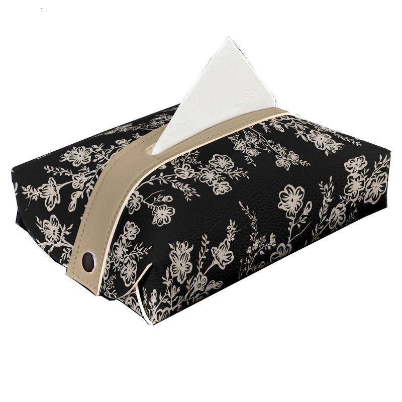 Tissue Box Luxury Black White Floral Pattern Creative Seat Back Bag High End For Car Armrest Box