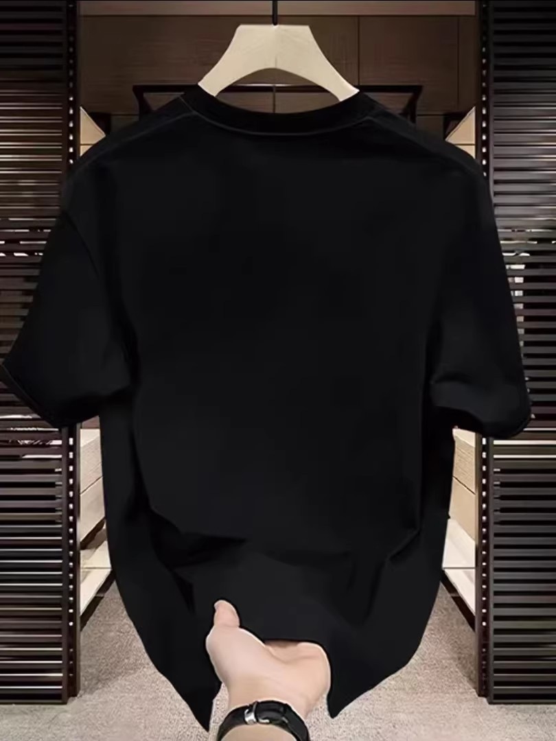 American High-Street INS Trendy Tees | Summer Headphone Print Heavyweight Cotton Men's Loose Crew Neck Tops