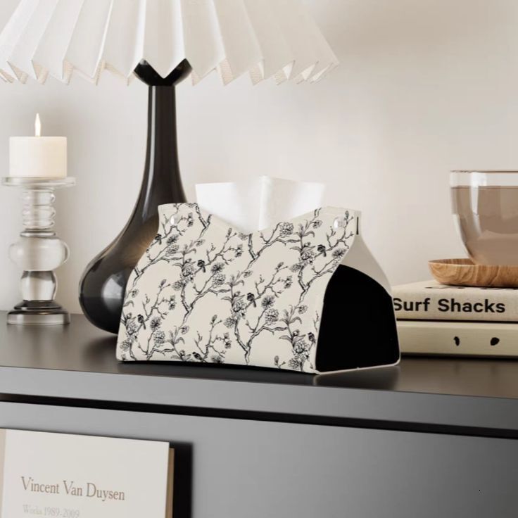 Tissue Box Simple Retro Floral Light Luxury For Living Room Bedroom Dormitory Office Decoration Storage