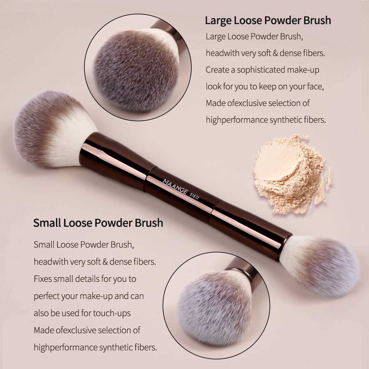 MAANGE 3pcs Professional Face Makeup Brushes Blush Brush Foundation Brush Loose Powder Brush Synthetic Soft Hair Makeup Brushes Z260408