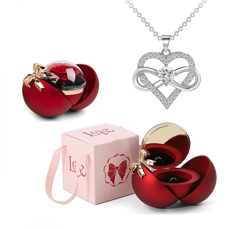 I Love You Pendant Necklace With Bowknot Globular Gift Box Suitable For Girlfriend Birthday And Mother Day Jewelry 260408