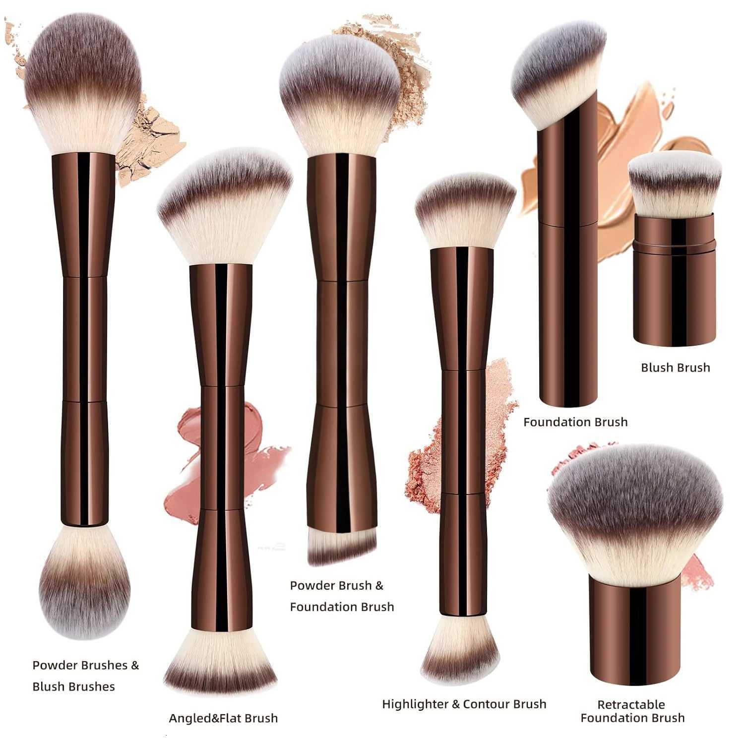 7pcs Makeup Brush Set Double Sided Kabuki Makeup Brushes Contour Brush for Foundation Liquid Powder Concealer Cream Cosmetics Z260408