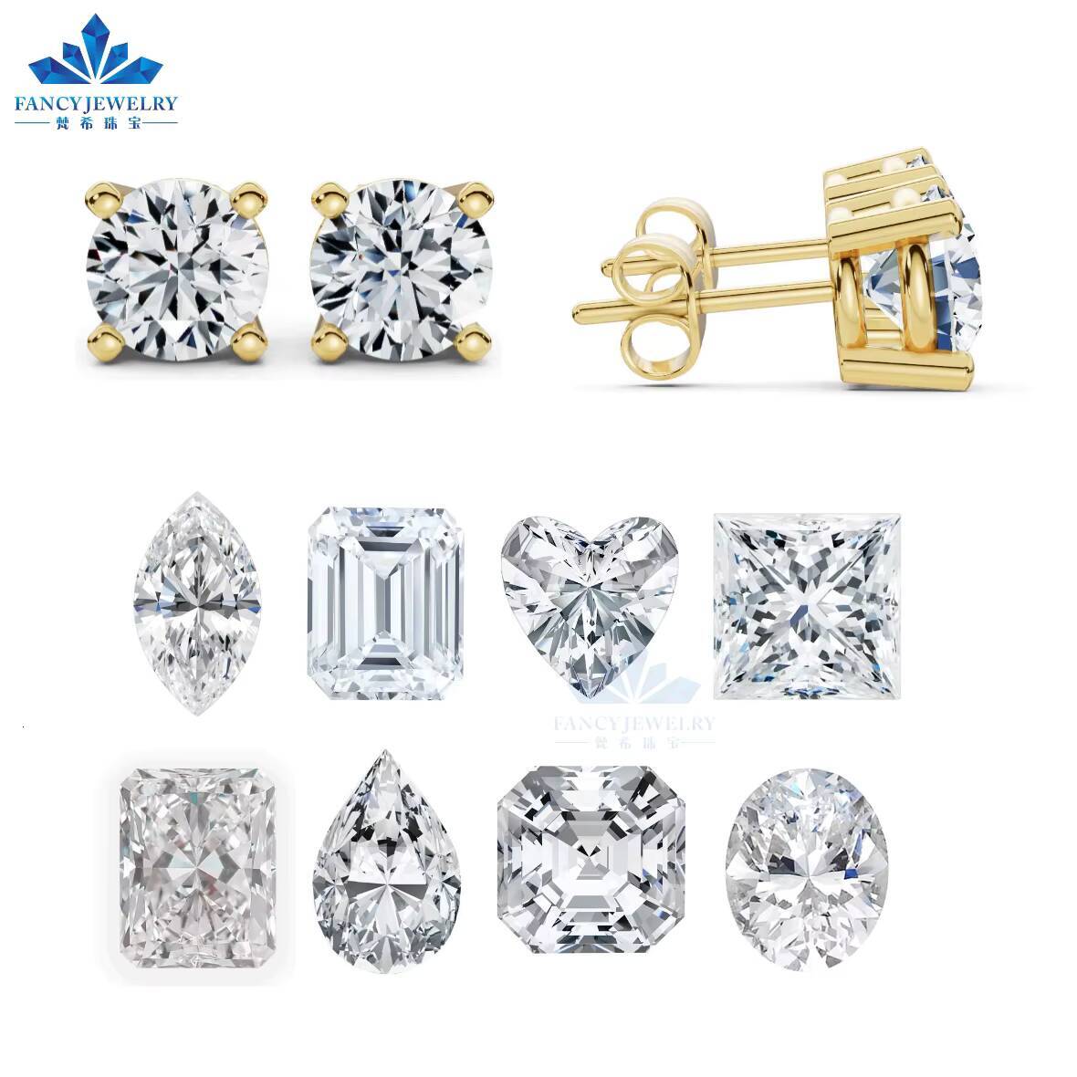 New Trendy 10K 14K 18K Solid Gold CVD HPHT 03CT-4CT Round Cut Lab Grown Diamond Earring for Gift Party Daily With IGI Certified