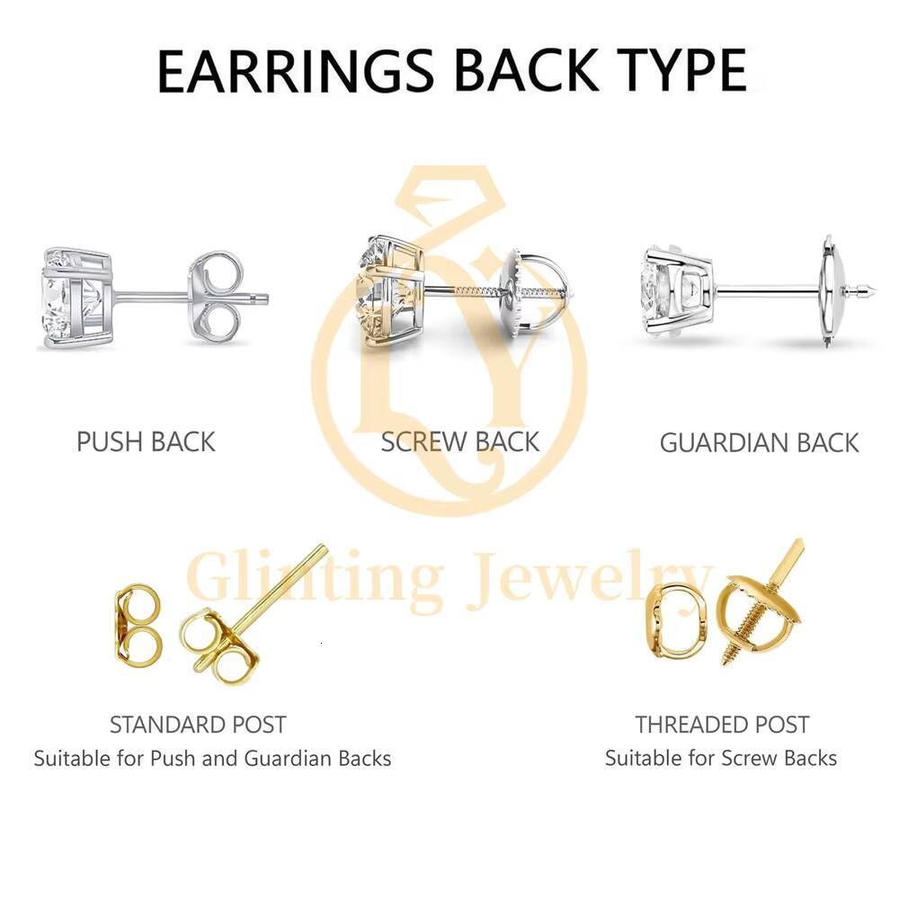 Lab Grown Diamond Stud Earrings 14k Solid Gold 4 Prong Diamond Earrings Women VS1 Clarity IGI Certified