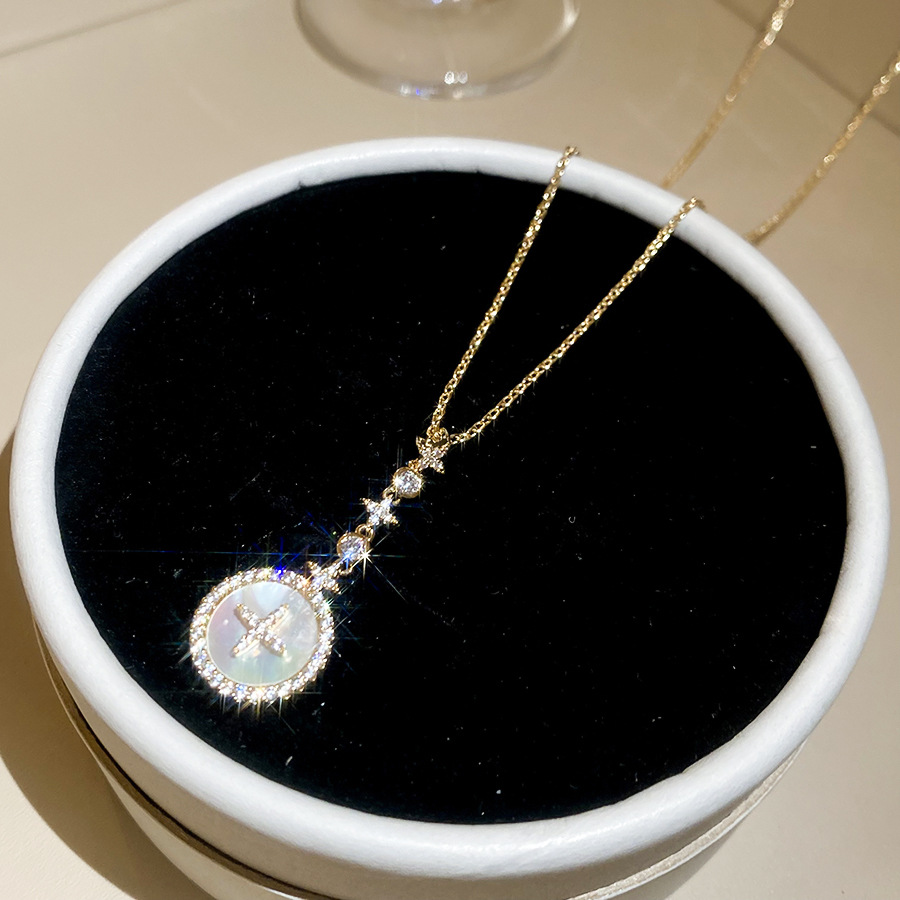 18k real gold plated zircon round pearl necklace, stylish and elegant sweater chain, light luxury high-end jewelry wholesale - view 5