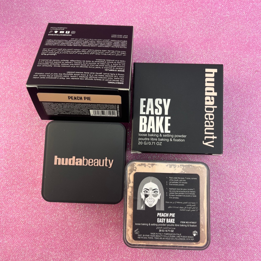 HUDA Beauty Easy Bake Loose Baking Powder PEACH PIE for Natural Airbrush Finish Oil Control & Crease-Proof Wear
