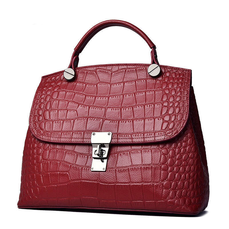 Women Genuine Leather Shoulder Bag, Crocodile Embossed Top Grain Cowhide Crossbody Bag, Luxury Handbag, Large Capacity, Factory Wholesale, Dropshippin