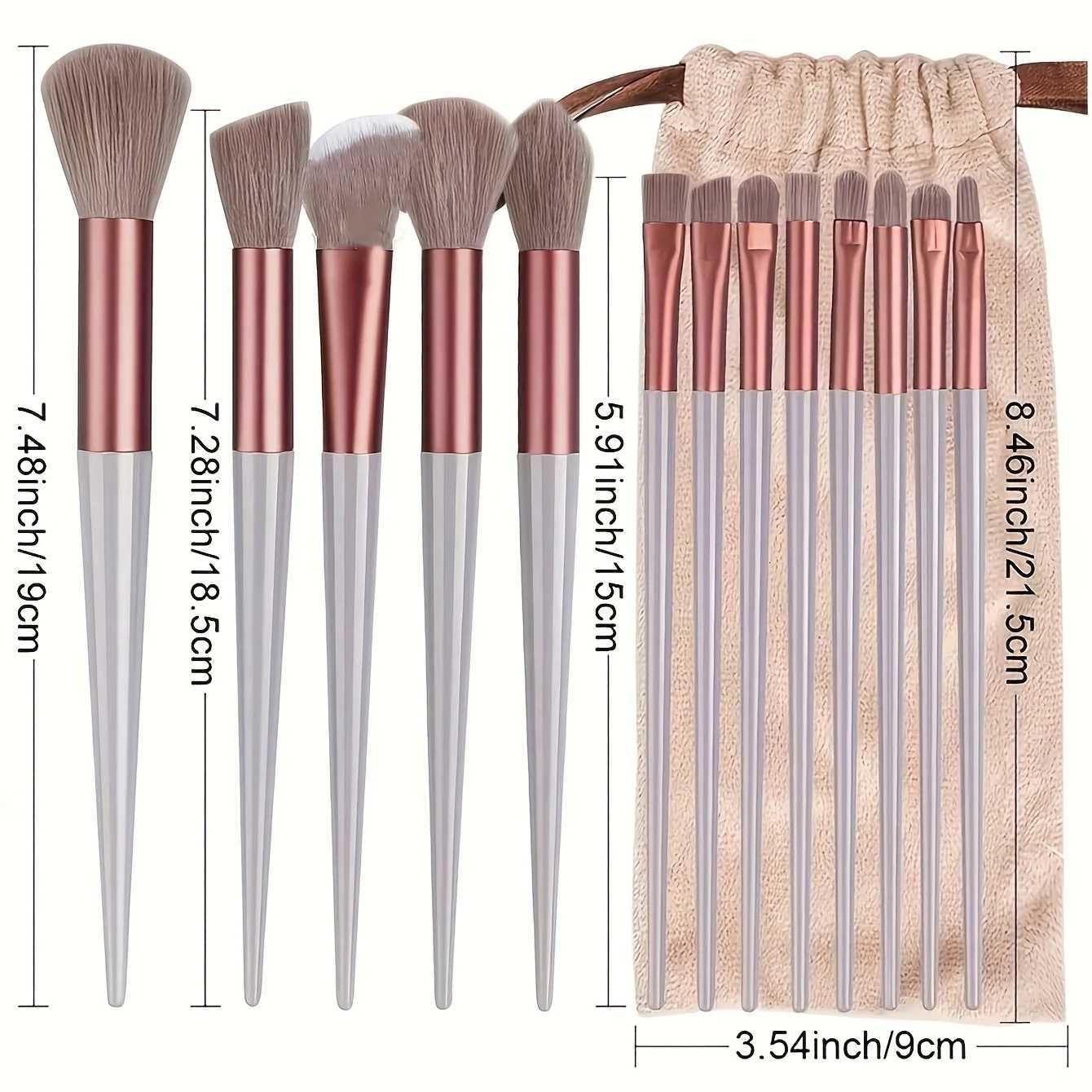 13PCS Vegan Makeup Brush Set-Rose Gold Luxury Brushes with Hybrid Fiber BristlesGift Pouch Cruelty-Free Kit for Beginners/Pros Z260408
