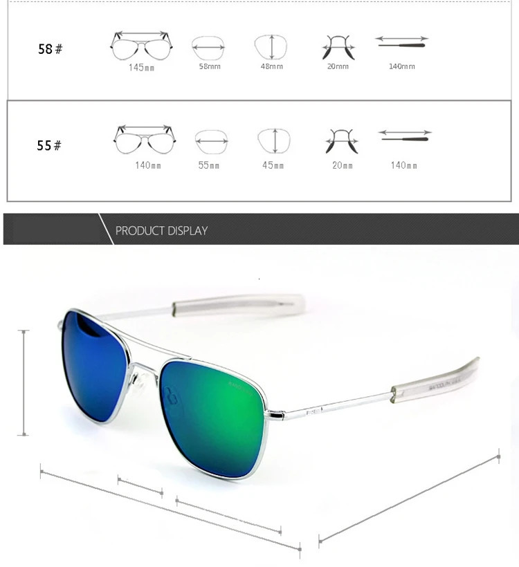RE RANDOLPH Mens Pilot Sunglasses AGX - UV400 Mirror Tempered Glass Lens, Orange/Green Adumbral Lens, PC Frame, Sports Casual Military Aviator Style,  - view 3