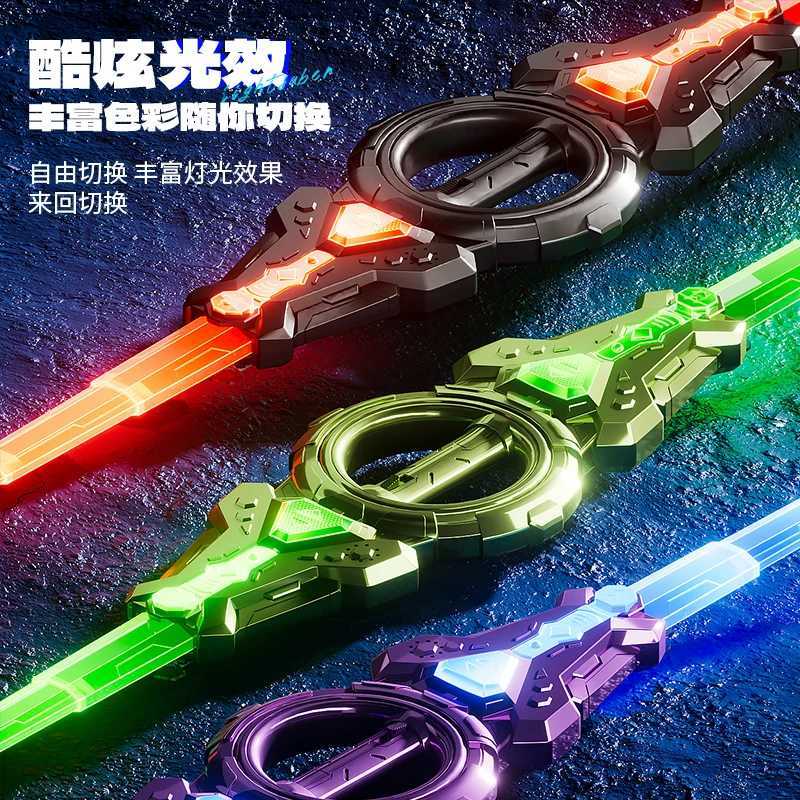 Fire spinning sword double-edged light sword childrens toy sword boys double headed telescopic bearing rotating knife lum C260408