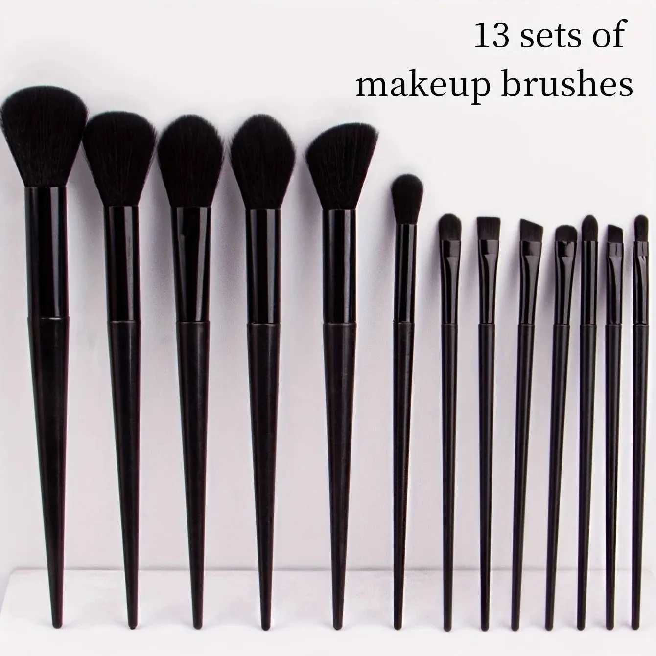 13-Piece Black Makeup Brush Set - Ultra Soft Vegan Full Face Brush Kit Complete Cosmetic Tools for Students Beginners Ideal Z260408