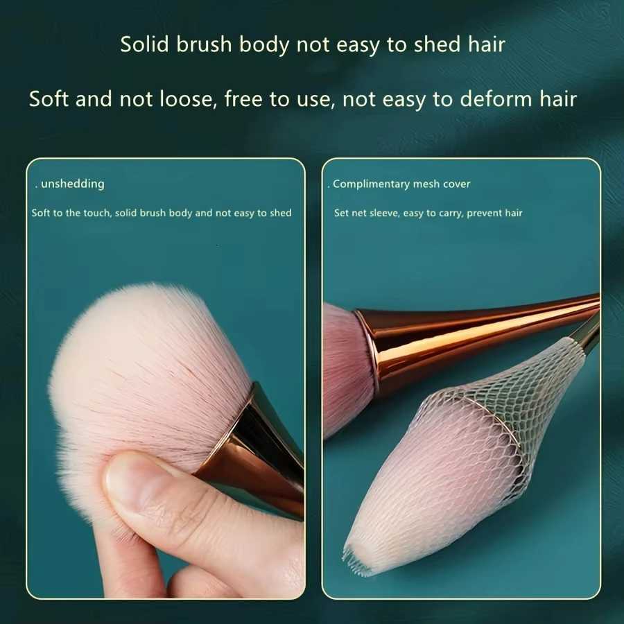 Rose Golden Fan Makeup BrushCosmetic Brush Loose Powder Brush Highlighting Brush Blush Brush-Soft Hair Makeup Fixing Z260408