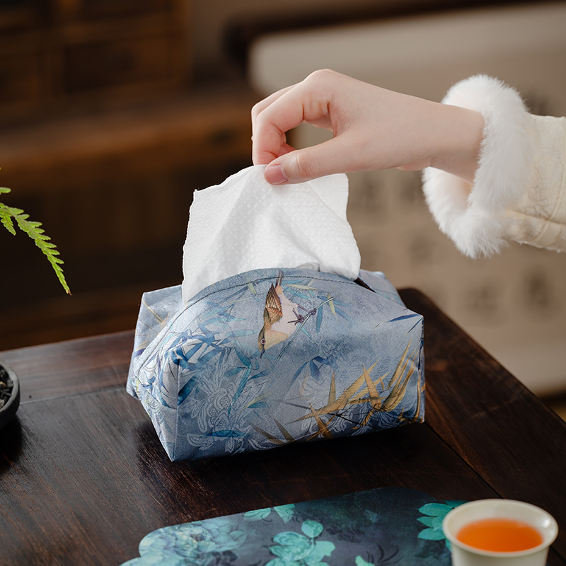 Tissue Box Cover Chinese Style Fabric Household Dining Table Handmade National Style Creative Tissue Storage Bag