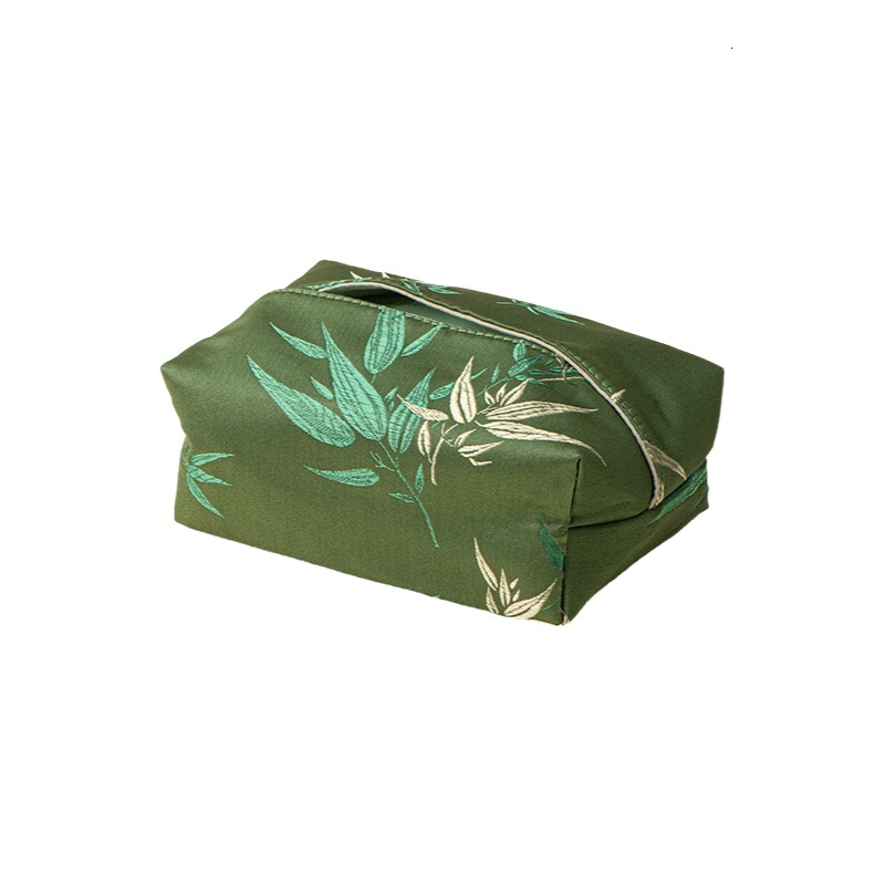 Tissue Box Cover Chinese Retro Light Luxury Fabric Zen Tea Table Black Gold Butterfly Flower Design Tissue Holder For Living Room Home Use