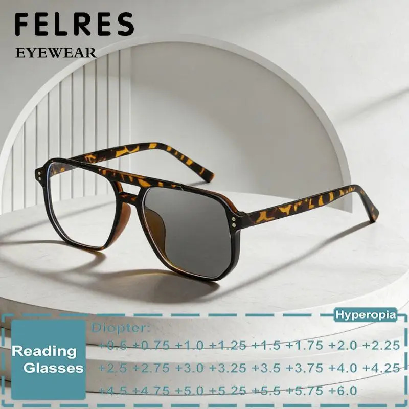Double Bridge Pochromic Reading Glasses Men Women ner Clear Presbyopic Eyewear Outdoor Discolour Prescription Glasses 260408