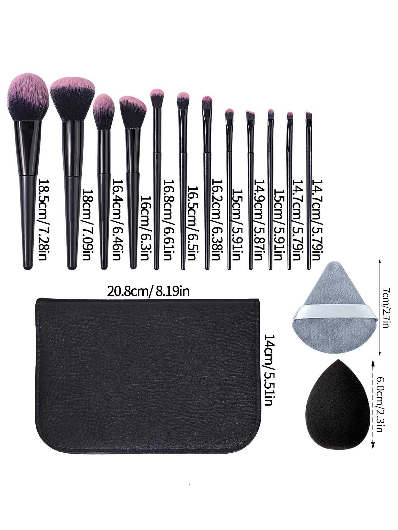 17PCS Portable Makeup Brush Set - Multi-purpose Facial Brush Set Super Soft Sponge/Blotting Pad Large Capacity Storage Bag Z260408