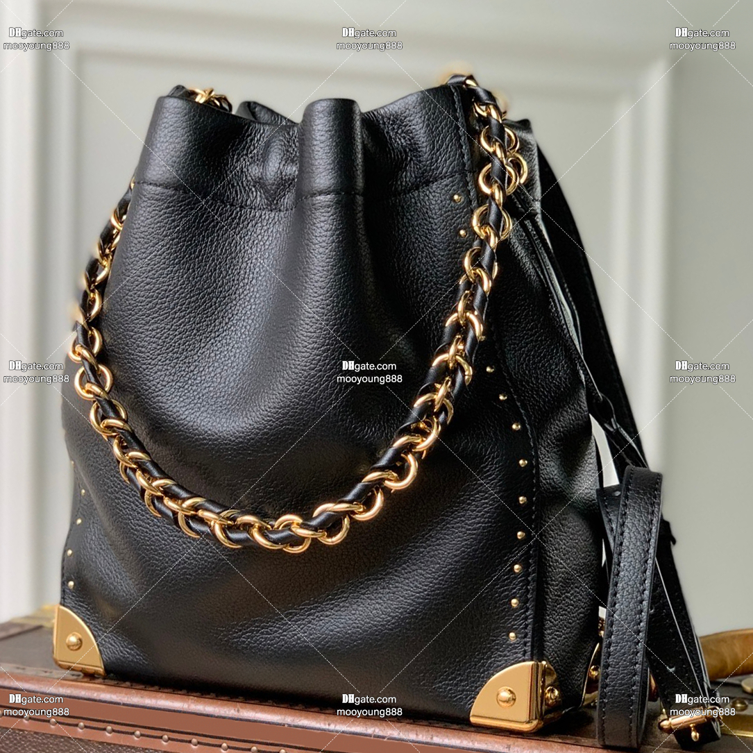 12A Upgrade Mirror Quality Designer Noe Trunk Bag 27cm Luxury Bucket Bags for Women Cowhide Leather Shoulder Bags Black Crossbody Purse with Box M29391